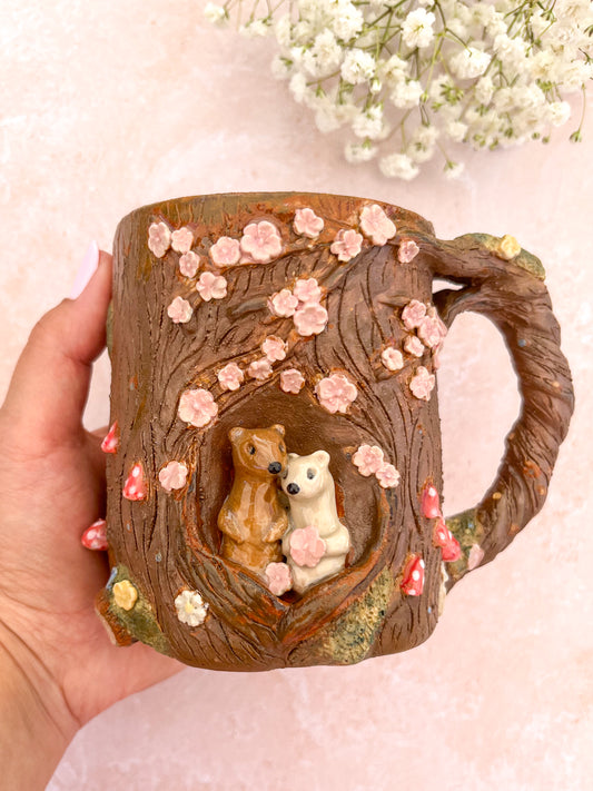 Mug Tronc d'arbre fleuri couple furet🌸