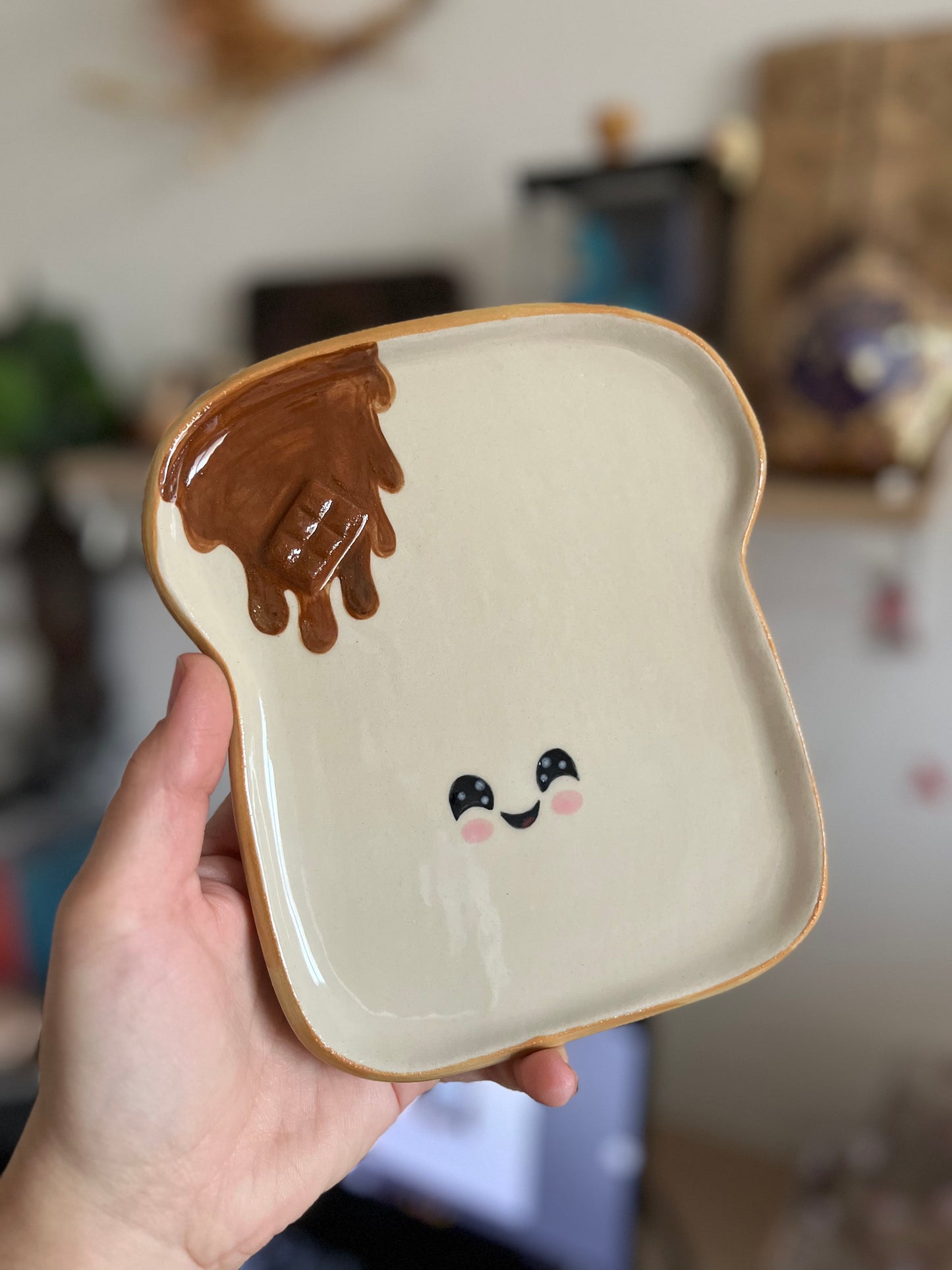 Assiette à tartine coulis de chocolat petit défaut d'opacité🍞