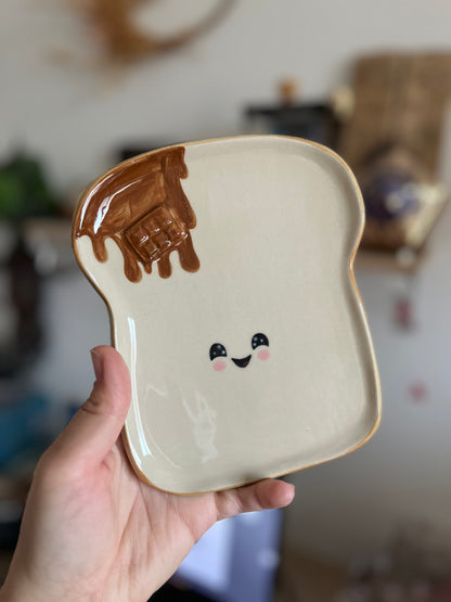 Assiette à tartine coulis de chocolat petit défaut d'opacité🍞