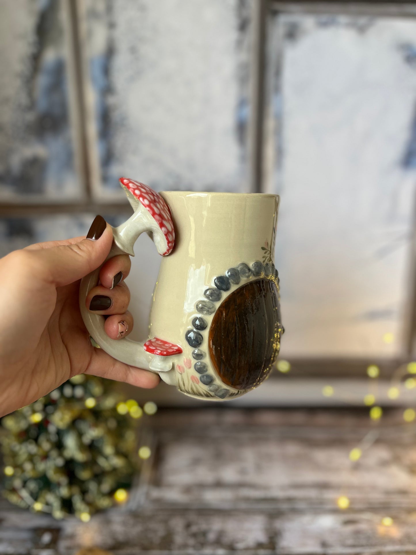 Mug Maison champignon fleuri 🍄 (petit défaut)