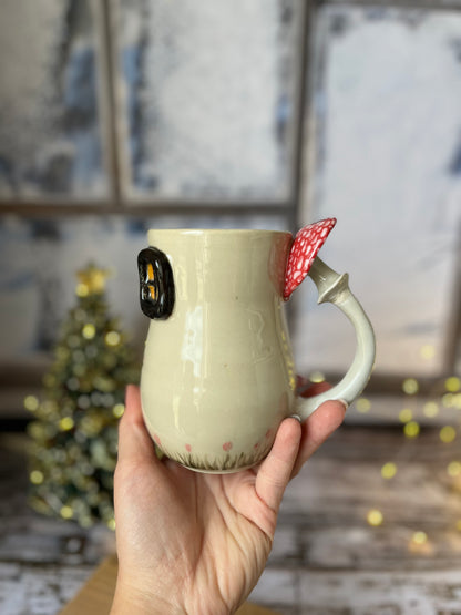 Mug Maison champignon fleuri 🍄 (petit défaut)