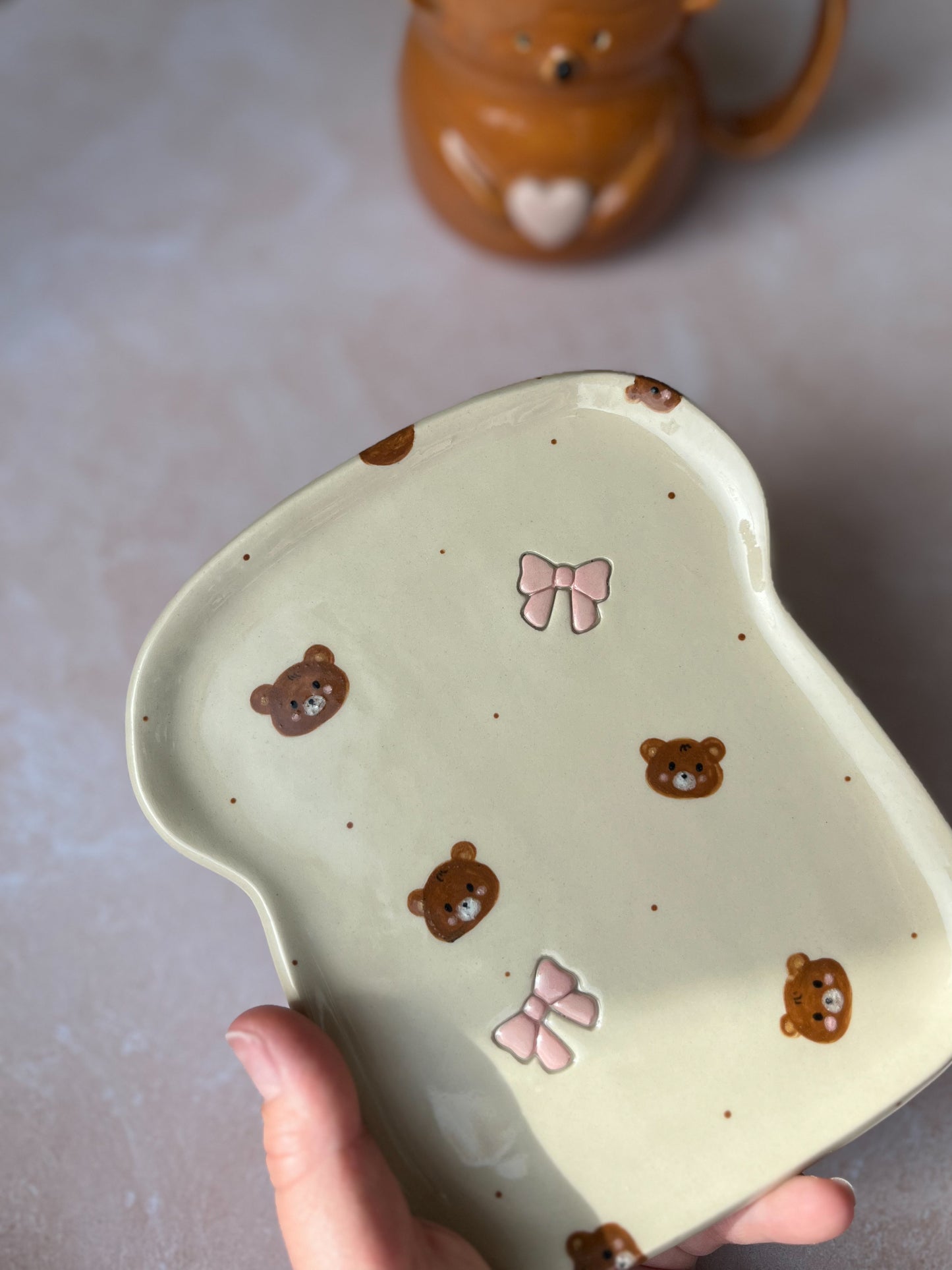 Assiette à tartine nœud rose🎀 ou ourson🐻